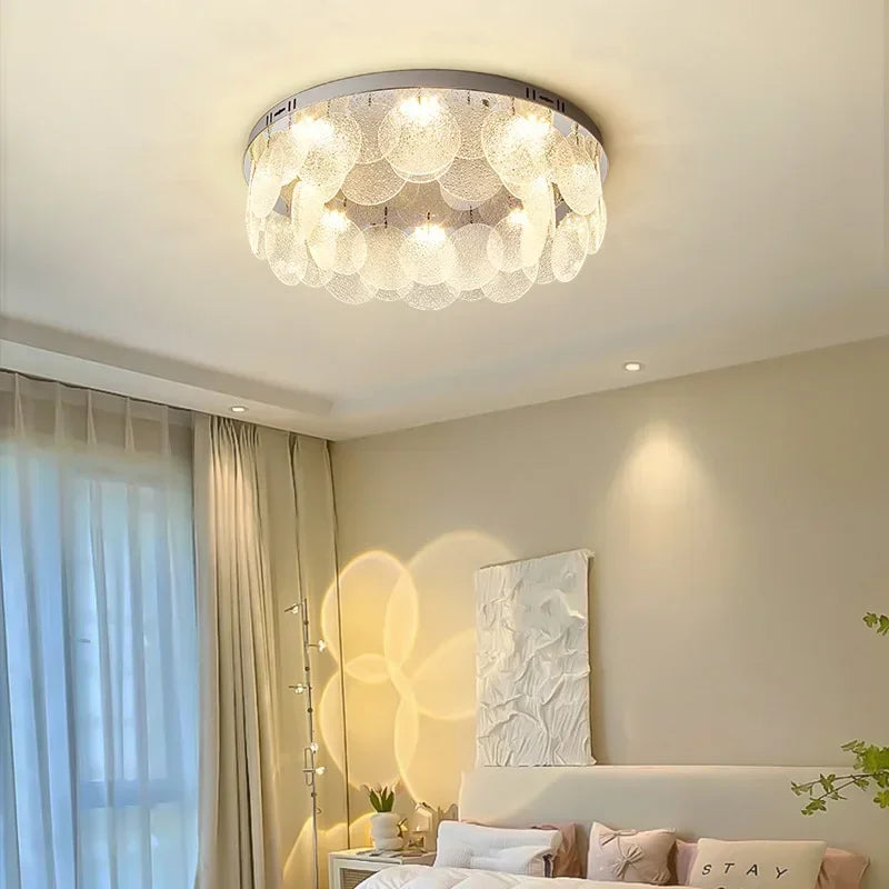 DecorBites™ ثريا زجاجية ومصباح سقف LED | فن معدني حديث | ديكور داخلي لغرفة المعيشة والمطبخ