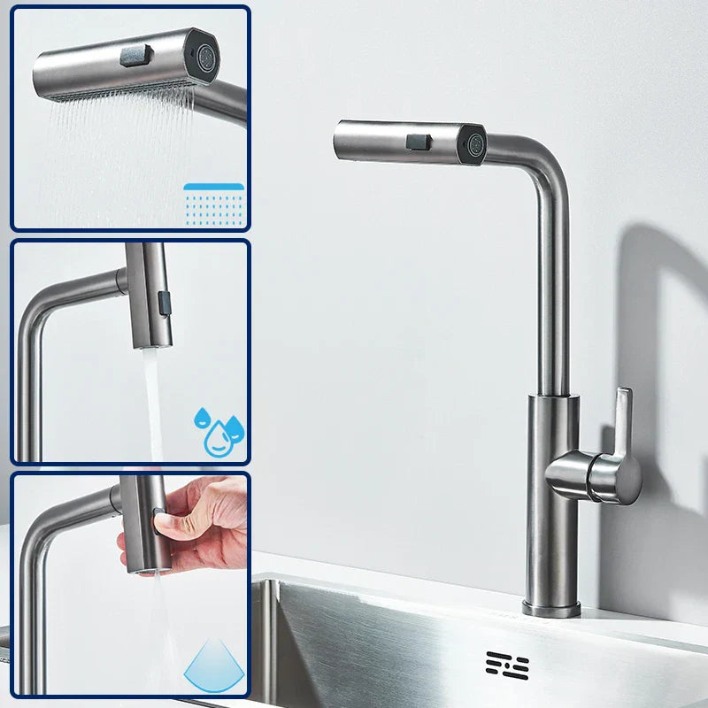 DecorBites™ 3 Functions Kitchen Faucet - Flexible Pull Out Mixer Tap with 360° Sprayer