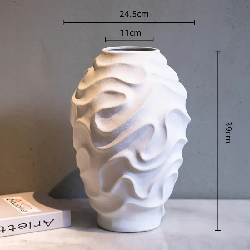 DecorBites™ Geometric Spiral Ceramic Vase Flowerpot, Fruit Platter, Home Decor Accessories