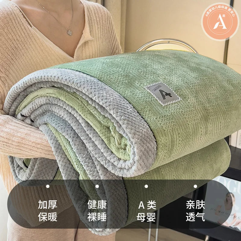 DecorBites™ Cozy Cotton Velvet Plush Blanket: Luxuriously Soft and Warm Light Blanket