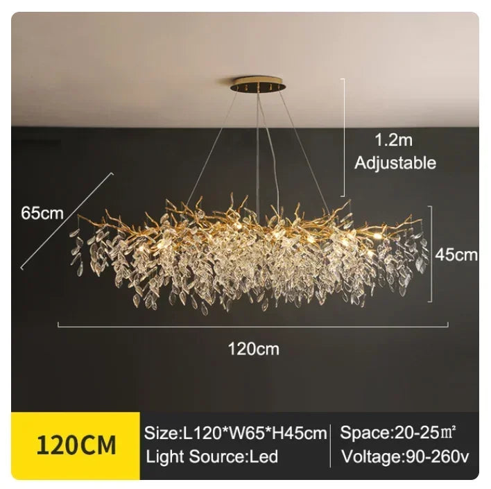 DecorBites™ Golden Branch Ceiling Chandelier with Crystal LED - Luxury Modern Design for Living Room