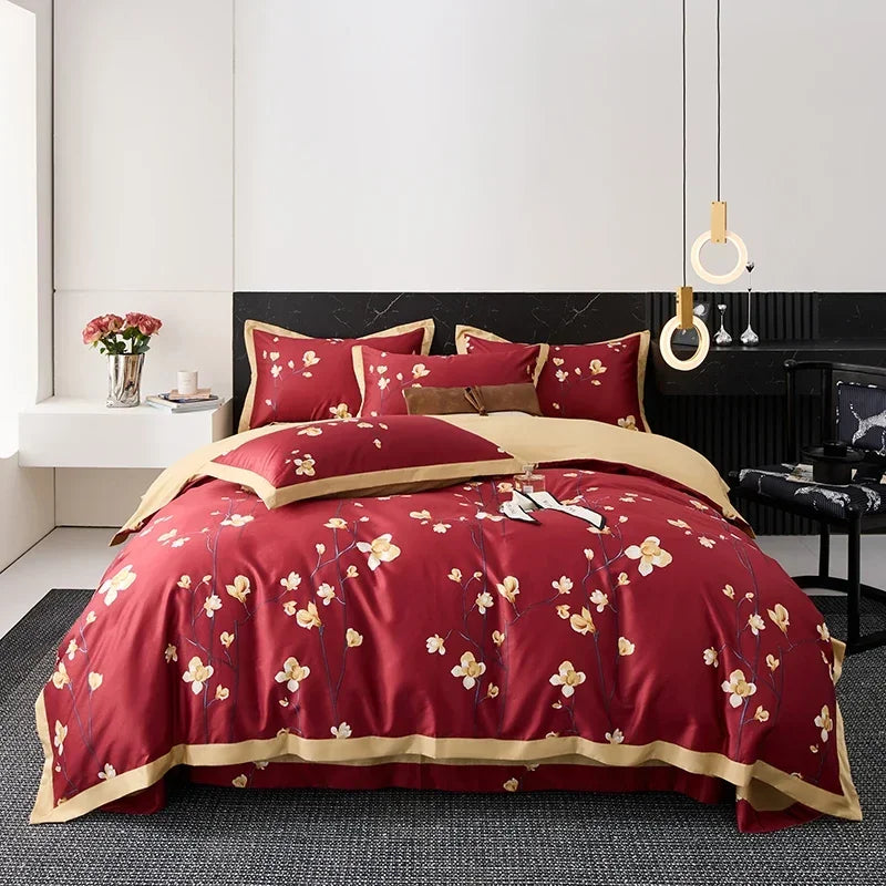 طقم مفروشات أسرة من القطن المصري™ ماركة DecorBites مقاس كوين وكينج ومزدوج، مطبوع