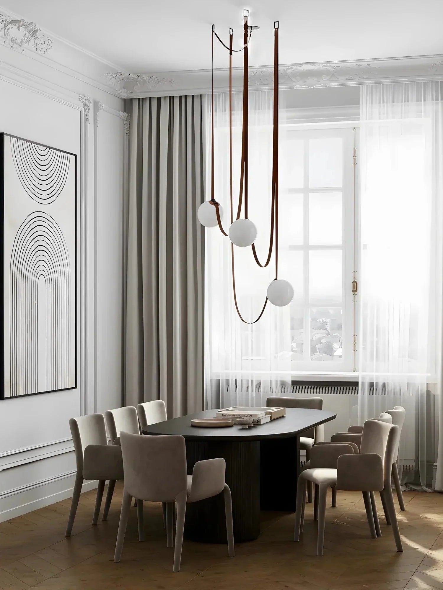 مصباح معلق DecorBites™ Leather Glass Ball لغرفة المعيشة، بتركيب حزام قابل للتعديل يمكنك تصنيعه بنفسك