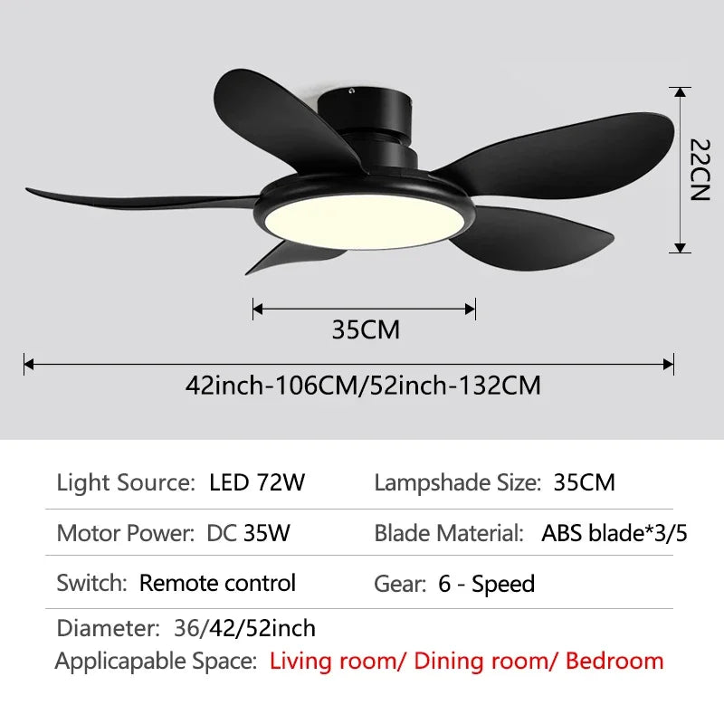DecorBites™ LED Ceiling Fan with Remote Control, Modern Design, Low Energy Consumption
