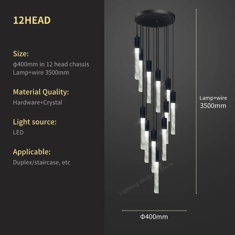 DecorBites™ Crystal Bubble Chandelier Pendant Light - Modern Staircase Hanging Fixture