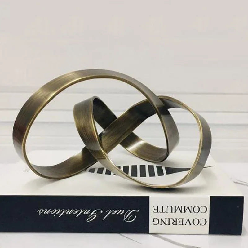 DecorBites™ Abstract Knot Golden Tape Metal Sculpture Figurine for Room Decoration