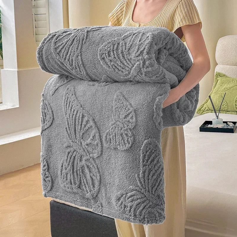 DecorBites™ Chiffon Butterfly Jacquard Throw Blanket, Soft & Cozy Shawl for Couch/Bed