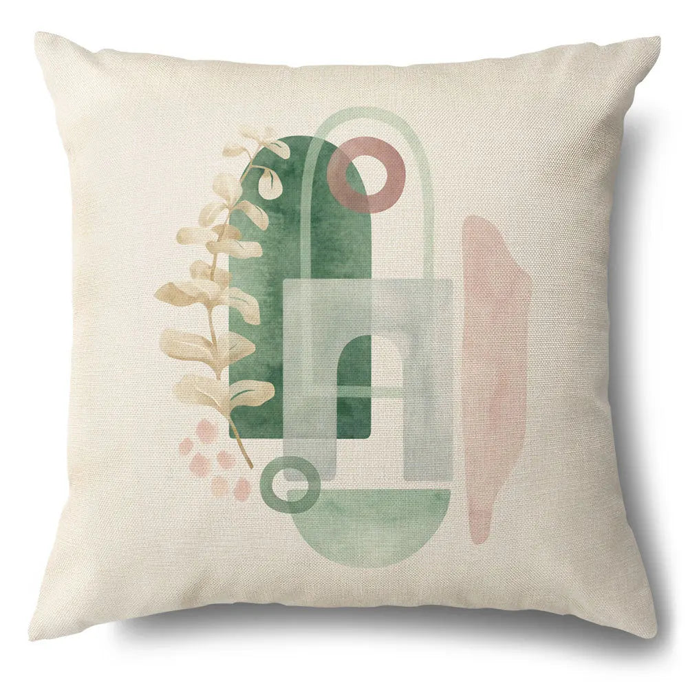 DecorBites™ Green Leaves Decorative Pillow Case - Simple Style Cotton Linen Sofa Cushion Cover