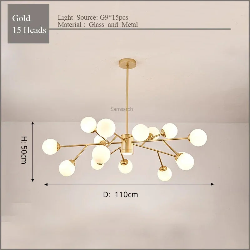 DecorBites™ ثريا سقف LED ذهبية سوداء لغرفة المعيشة وغرفة النوم تركيبات الإضاءة