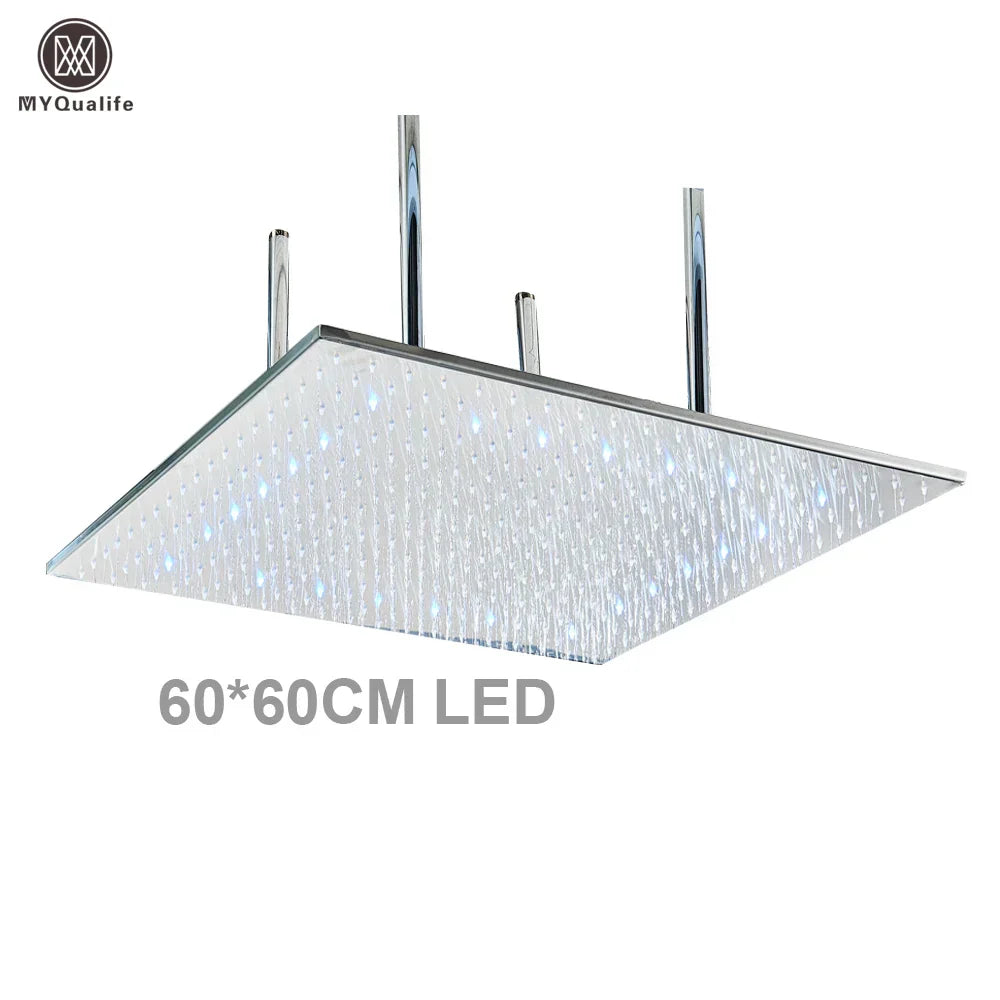 DecorBites™ 16"x32" LED Rainfall Shower Head - Color Changing Luxury Square Design