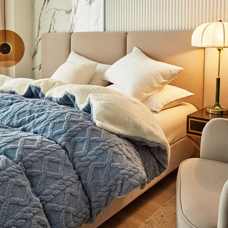 DecorBites™ Dual Use Cashmere Duvet Cover: Winter Warm Plush Blanket with Double-sided Fleece