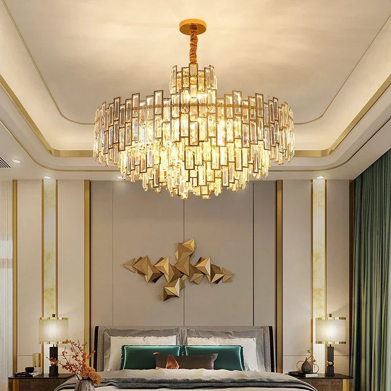 DecorBites™ Golden Branch Crystal Chandelier for Bedroom & Living Room