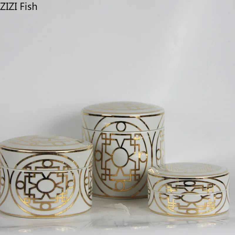 Ensemble de pots de rangement géométriques dorés DecorBites™