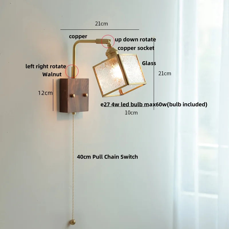 DecorBites™ Brass LED Wall Lights Rotatable Blue Glass Dining Room Stair Light