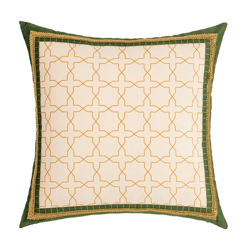DecorBites™ Geometric Tufted Embroidery Cushion Cover 45x45cm Black White Lattice Sofa Pillow