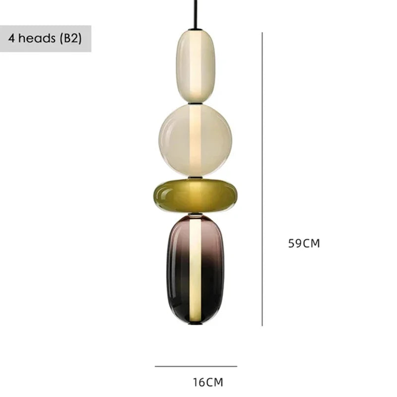 Italian Candy Glass Pendant Light in Black or White