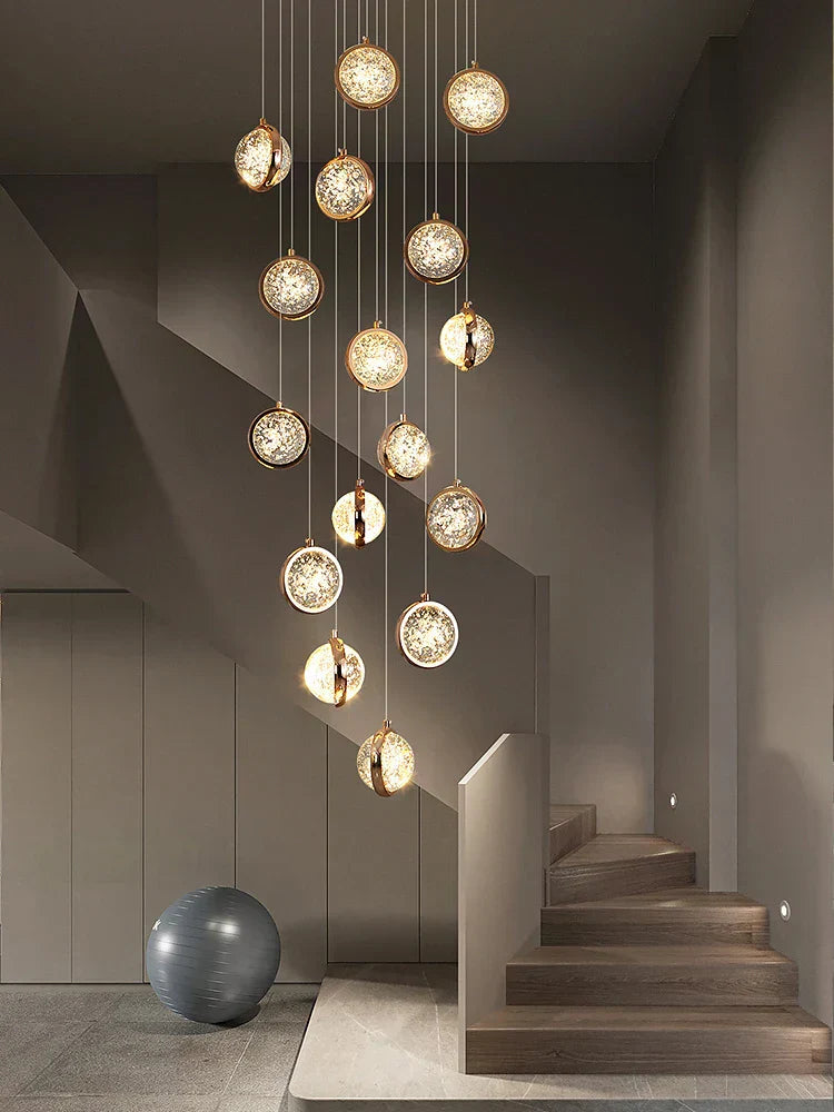 DecorBites™ Crystal Ball LED Rotating Stair Chandelier - Nordic Luxury Loft Bubble Design