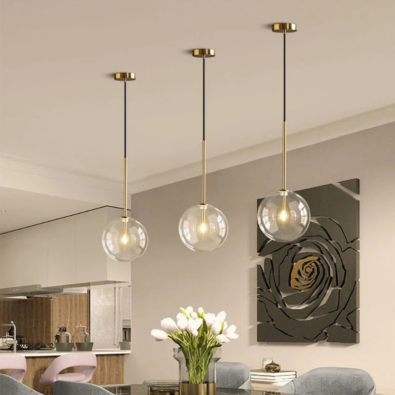 Modern Clear Glass Pendant Light With Gold Finish