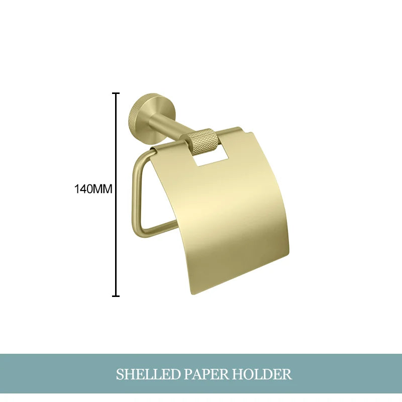 DecorBites™ طقم أدوات ذهبية: حامل منشفة، حامل ورق حمام، علاقة أرواب، علاقة أكواب