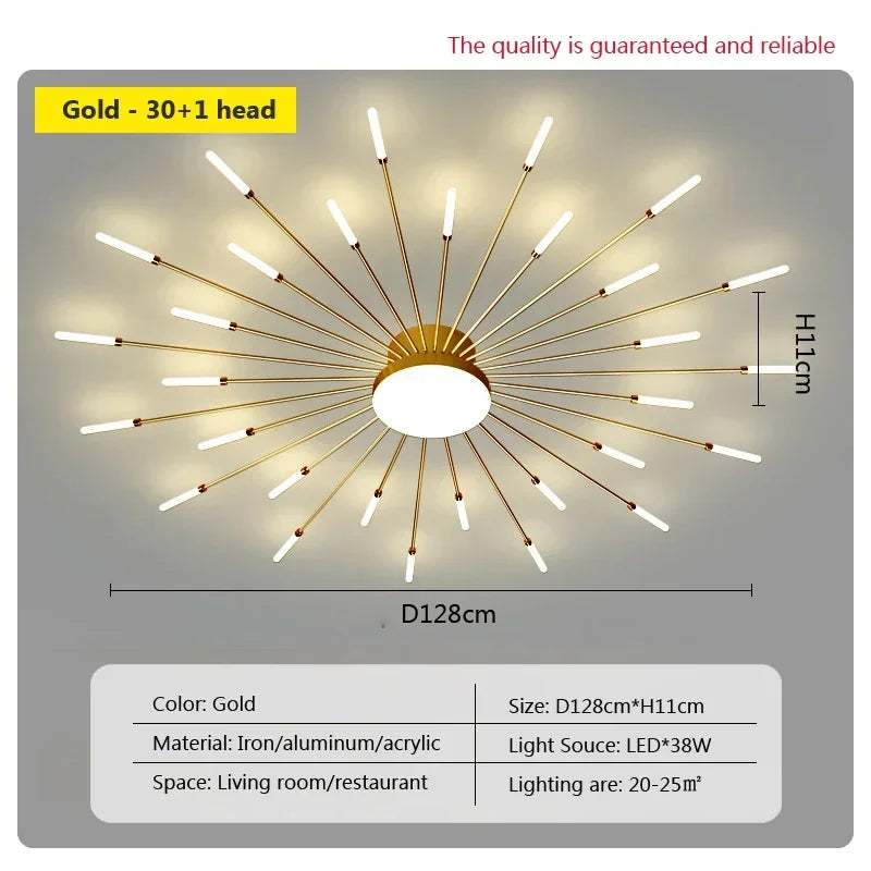 DecorBites™ Acrylic Sunflower Ceiling Lamp in Brushed Antique Gold