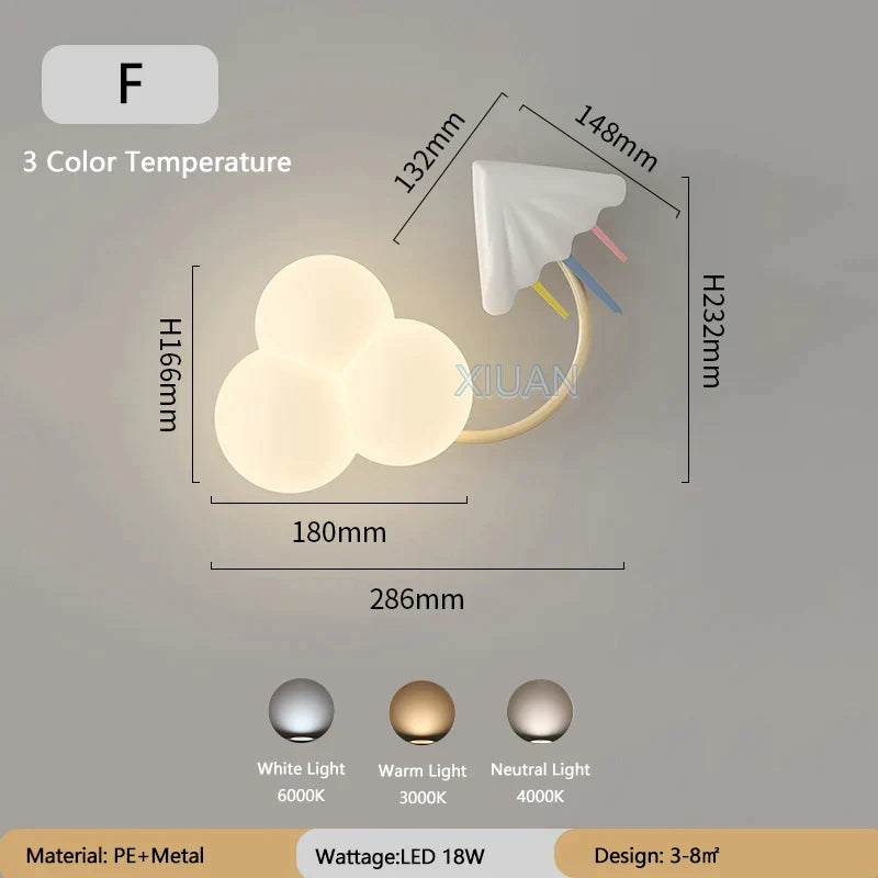 مصباح حائط للأطفال من DecorBites™ بتصميم طائرة ورقية قوس قزح