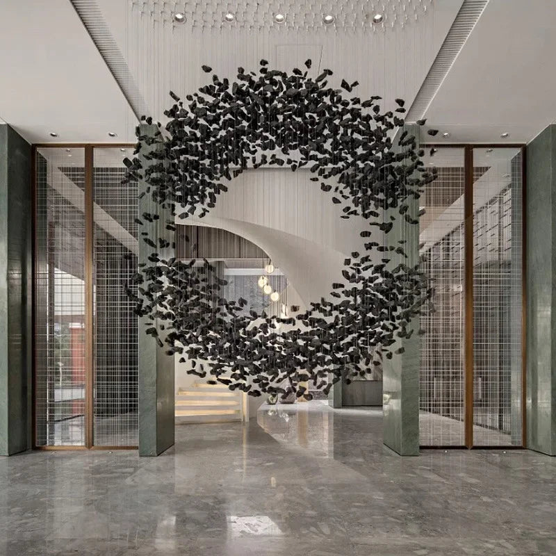 DecorBites™ Crystal LED Chandelier: Modern Luxury Staircase Pendant Light for Hallway & Lobby
