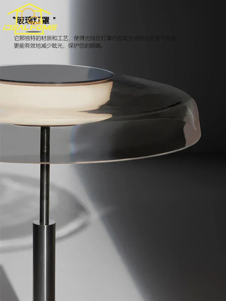 DecorBites™ DORA Glass Table Lamp Touch LED Decorative Desk Light Red/Gray Bedroom Living