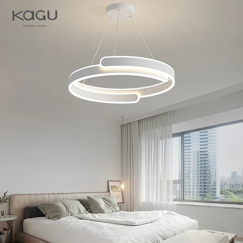 DecorBites™ Black White LED Ring Chandelier Pendant Lights for Home Indoor Decor