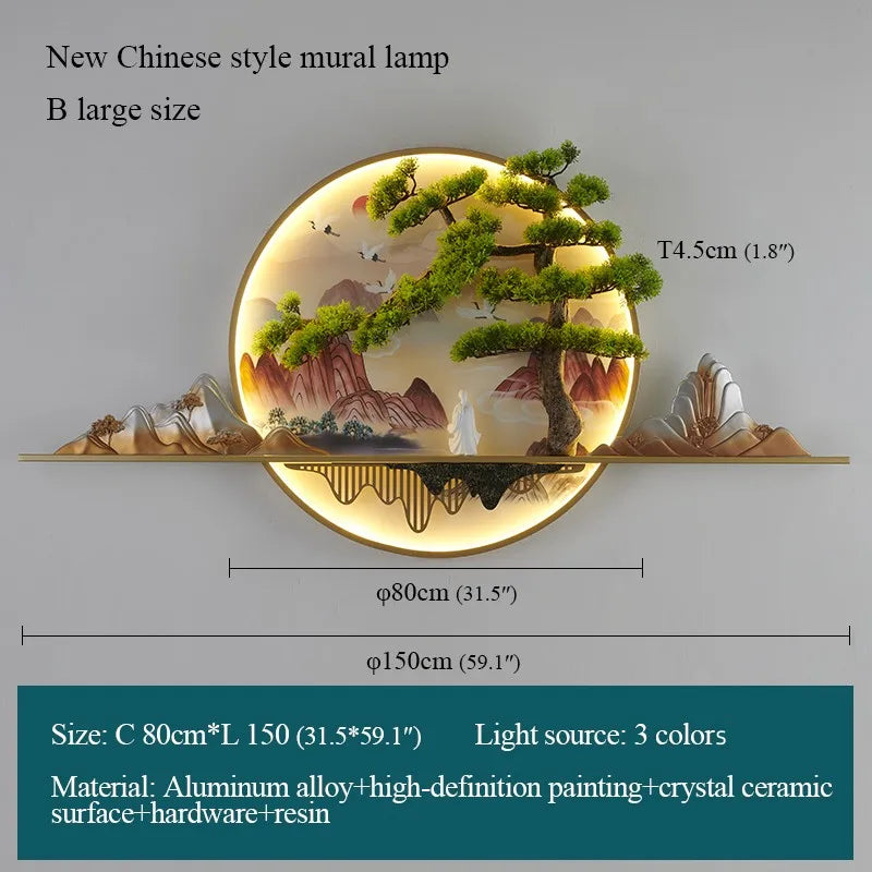 مصباح DecorBites™ ‎LED ثلاثي الأبعاد بتصميم مناظر طبيعية لديكور المنزل - طراز صيني حديث