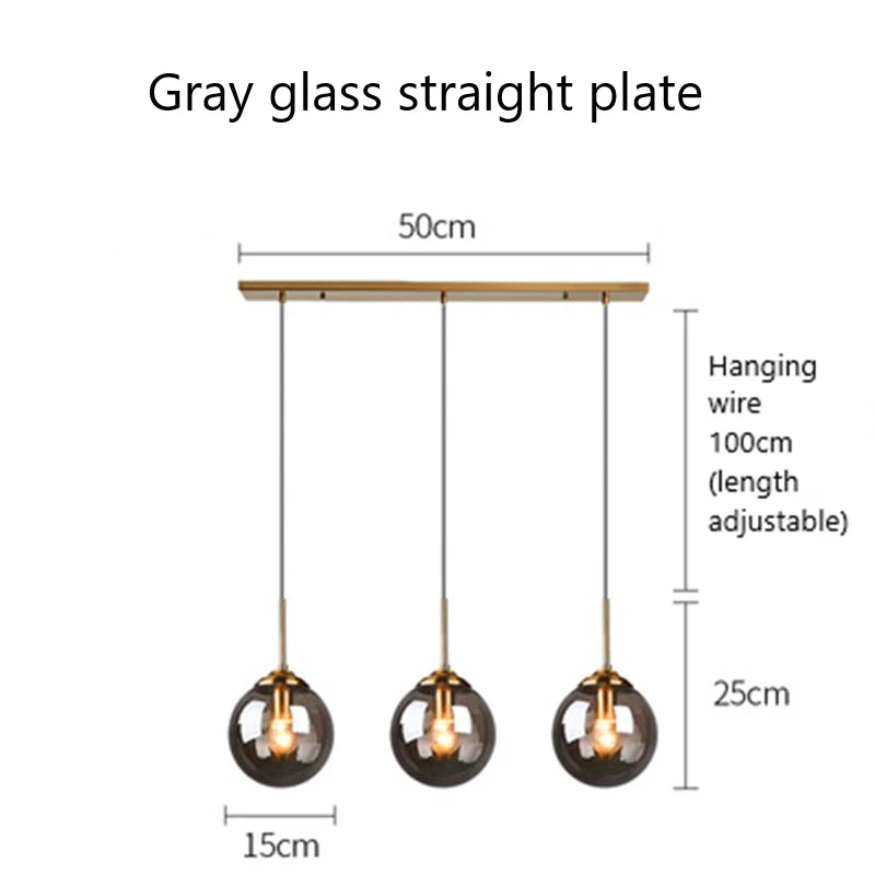 DecorBites™ Glass Pendant Lights: Nordic LED Hanging Lamp for Kitchen, Dining Room, Bedroom.
