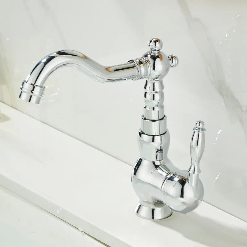 DecorBites™ Robinet de lavabo doré Mitigeur chaud froid à poignée unique