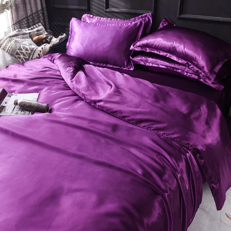 DecorBites™ Ice Rayon Satin Bedding Set: Cooling, Soft, Summer Comfort for Twin-Double Bed