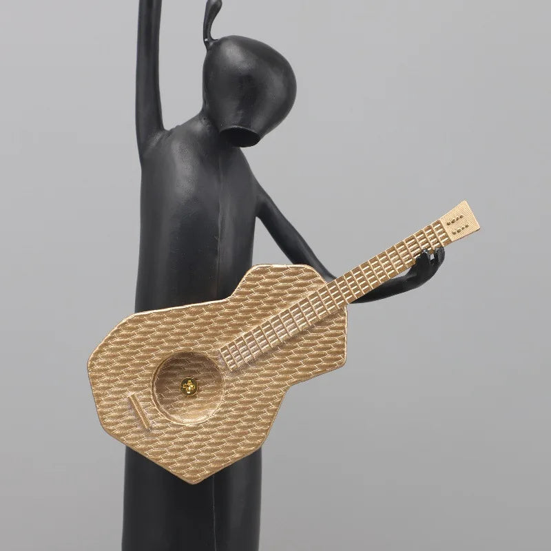 Abstract Guitarist Resin Sculptures by DecorBites™: Musical Instrument Decor for Home