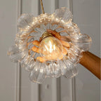 Nordic Flower Glass Pendant Light in Green or Champagne