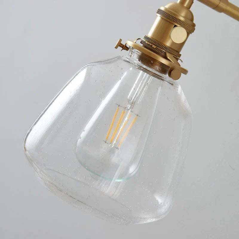 DecorBites™ Clear Glass LED Wall Sconce with Pull Chain, Rotating Copper Socket
