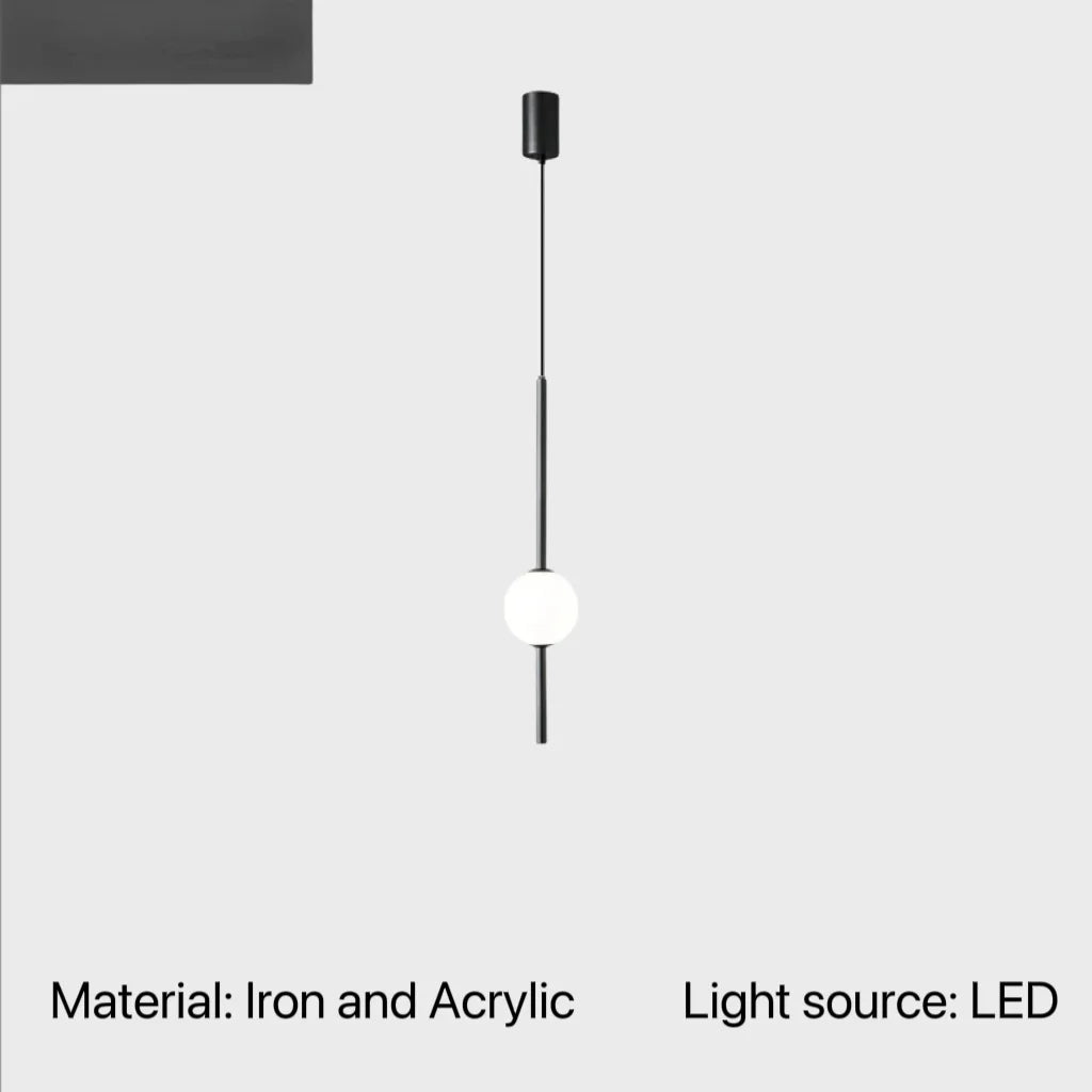 Nordic Acrylic Globe Pendant Light in Black or Gold