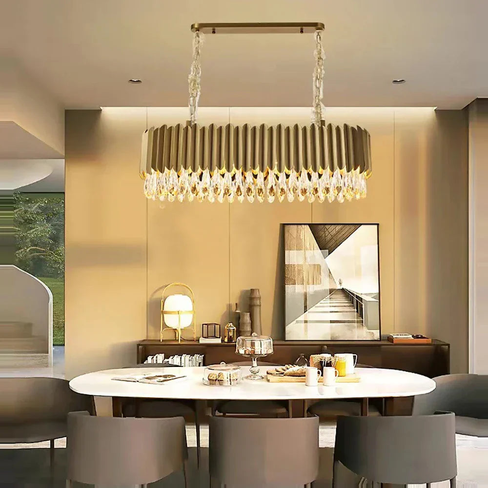 DecorBites™ Crystal Water Droplet Pendant Lights, Dimmable Luxury LED Dining Room Fixture
