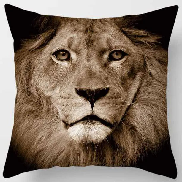 DecorBites™ Animals World Tiger Lion Pillow Case for Cute Home Decor in Sofa Living Room