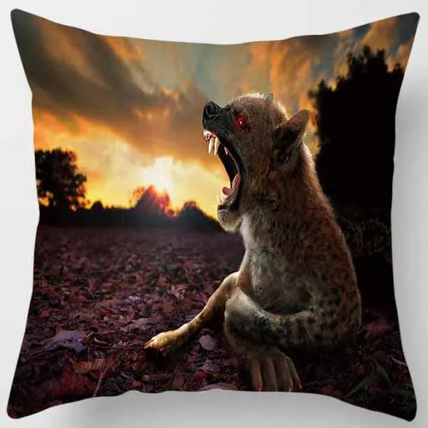 DecorBites™ Animals World Tiger Lion Pillow Case for Cute Home Decor in Sofa Living Room