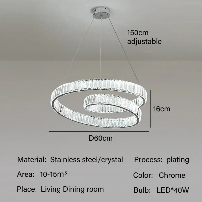 DecorBites™ Crystal LED Pendant Lights: Modern Luxury Chandelier for Living and Dining Rooms