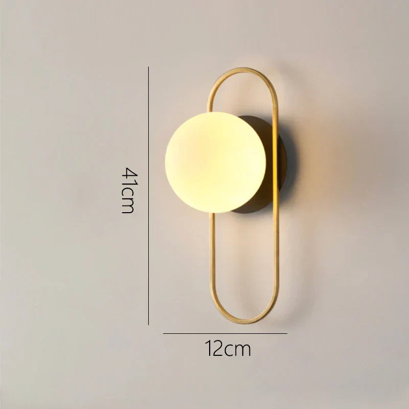 مصباح حائط DecorBites™ الزجاجي الذهبي LED للإضاءة الداخلية الأنيقة