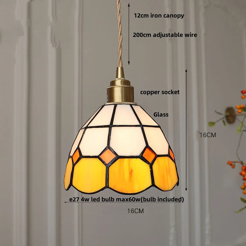 DecorBites™ Brass LED Pendant Light with Adjustable Glass & Wood Hang Lamp