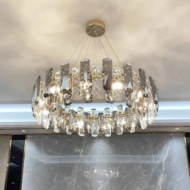 DecorBites™ Crystal LED Chandelier: Modern Luxury Room Decor Pendant Light for Home, Bedroom, Restaurant & Ceiling
