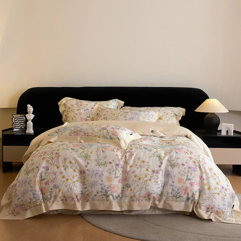 DecorBites™ Eucalyptus Fiber Flowers Print Bedding Set - Soft Silky Cool Feel