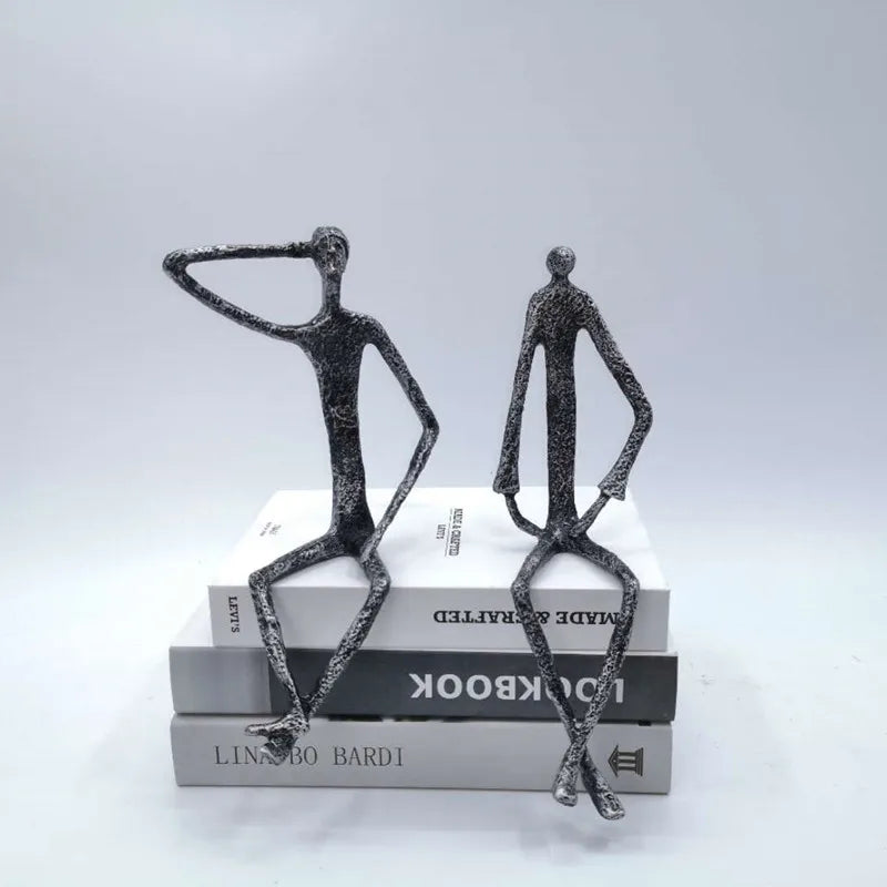 DecorBites™ Abstract Metal Human Sculpture Cast Iron Black Person Desktop Ornament