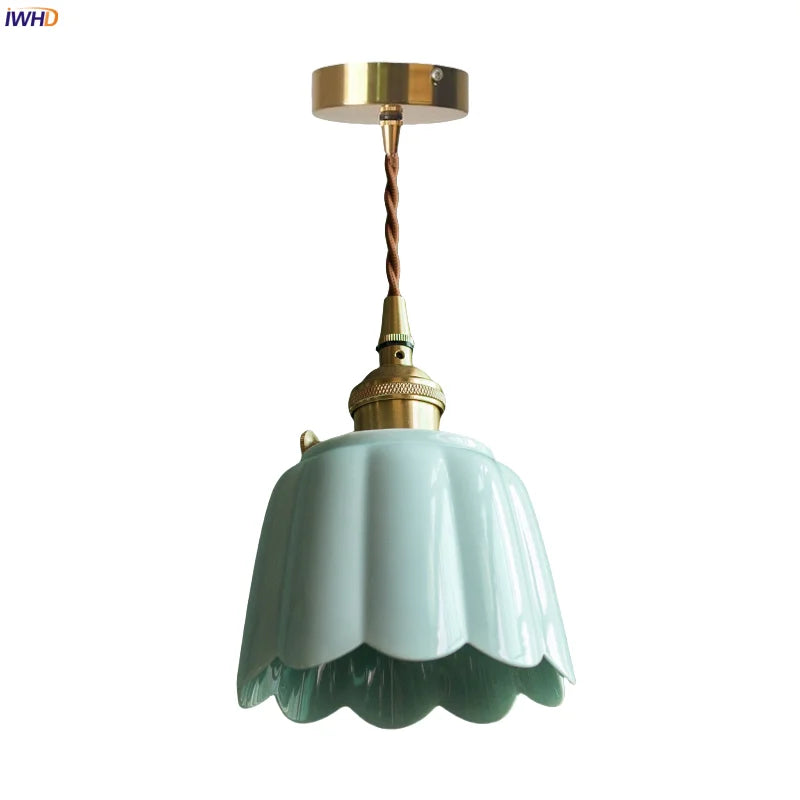 DécorBites™ Abat-jour suspendu LED en céramique Fleur de lotus pour la décoration intérieure