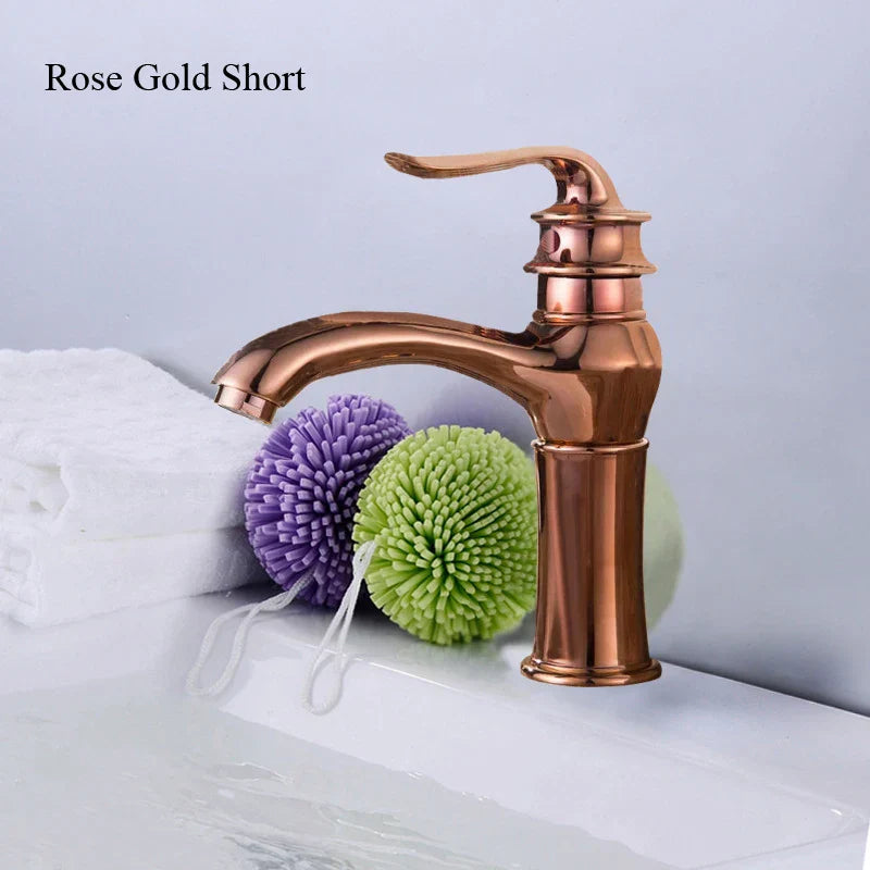 DecorBites™ صنبور حوض ذهبي، خلاط حوض حمام حديث بمقبض واحد، إكسسوارات مطبخ