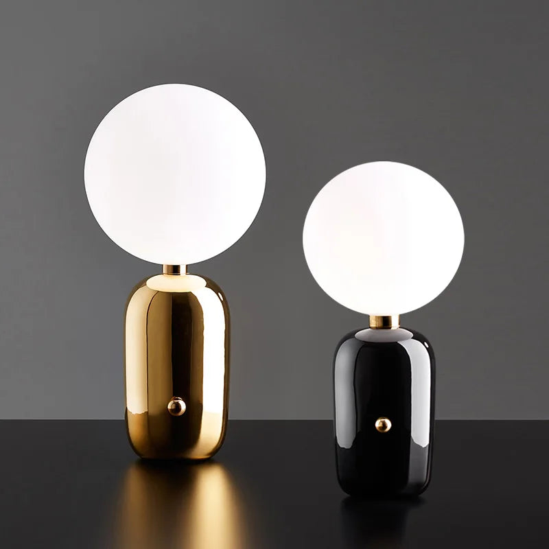 DecorBites™ Glass Ball LED Desk Lamp: Modern Nordic Lighting for Bedroom, Living Room & More.