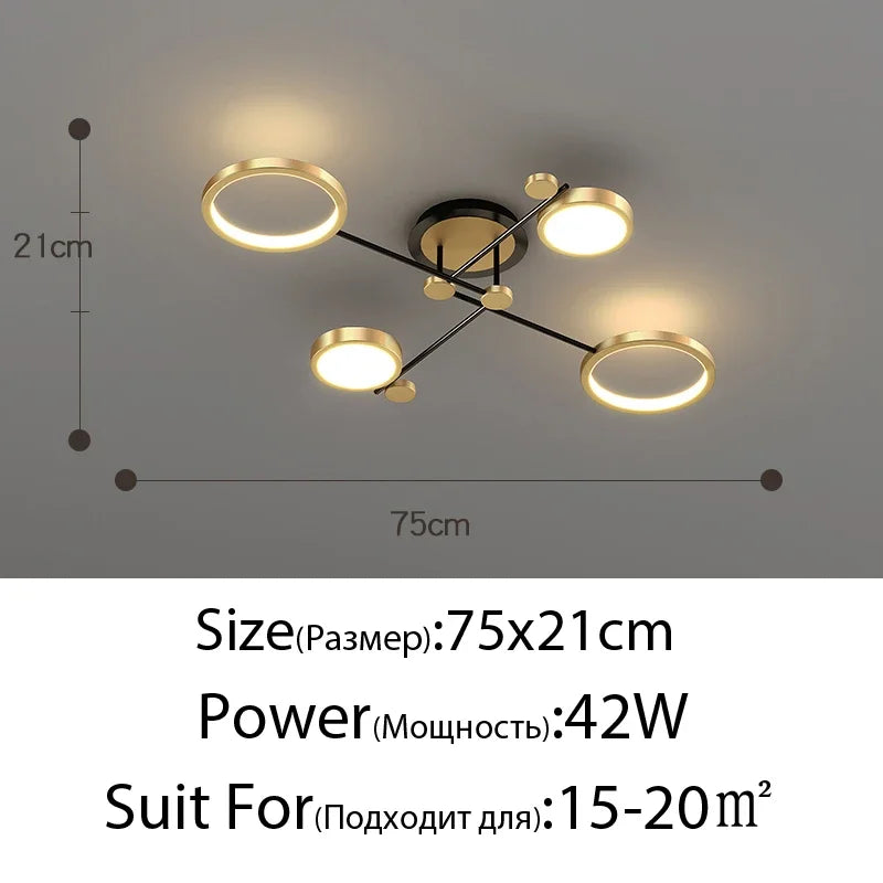 DecorBites™ Elegant Multi-Head Gold LED Ceiling Lamp for Living Room & Bedroom