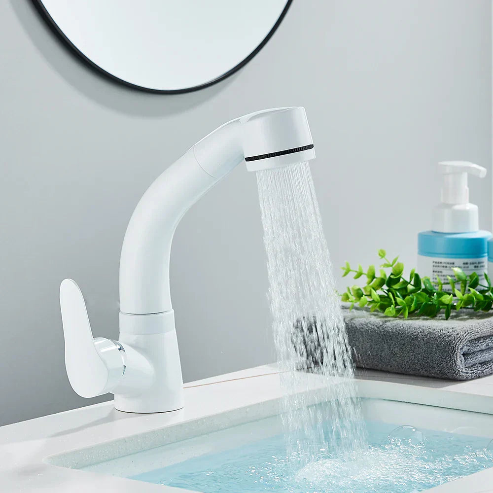 DecorBites™ Lift-Up Bathroom Sink Faucet Chrome Finish 360-degree Rotation Water Mixer